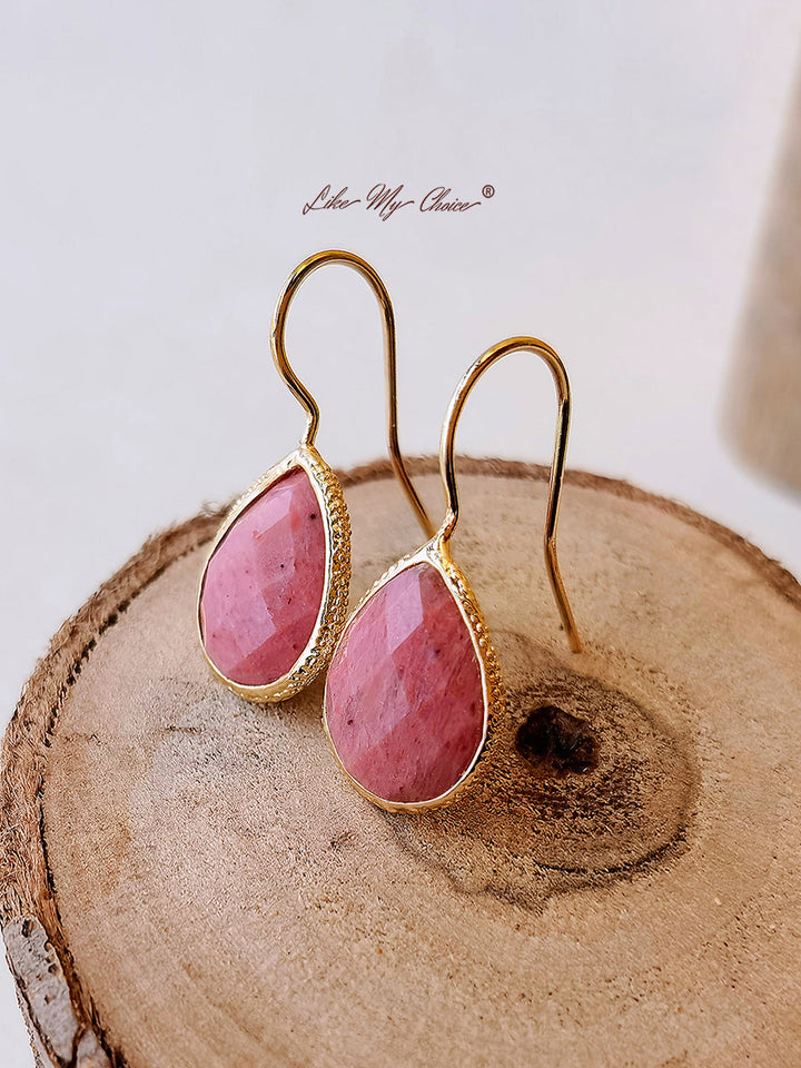 Boucles d'oreilles Bobo en pierre naturelle en forme de goutte d'eau