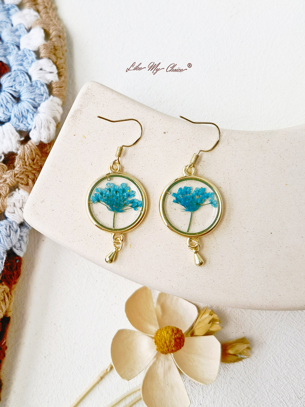 Αληθινό Queen Annes Lace Flower Earring