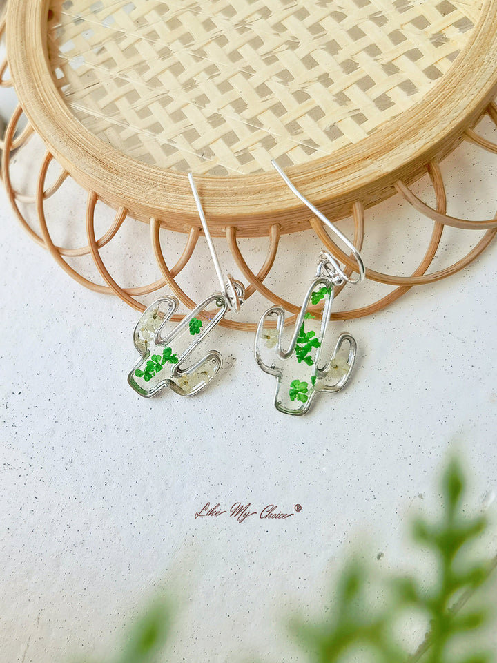 Anting Bunga Kering Kaktus Renda