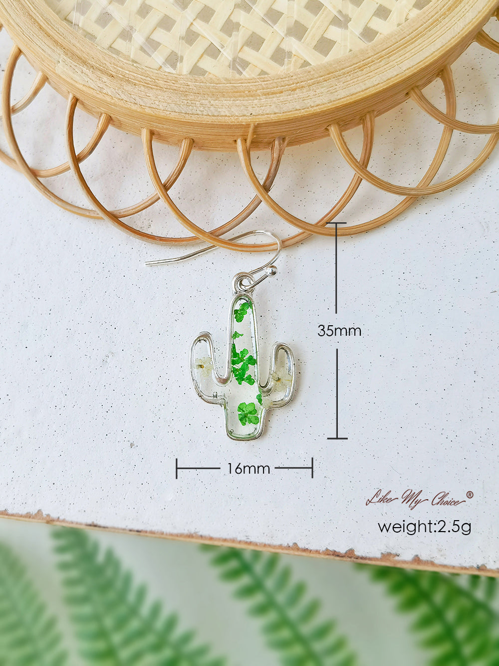 Anting Bunga Kering Kaktus Renda