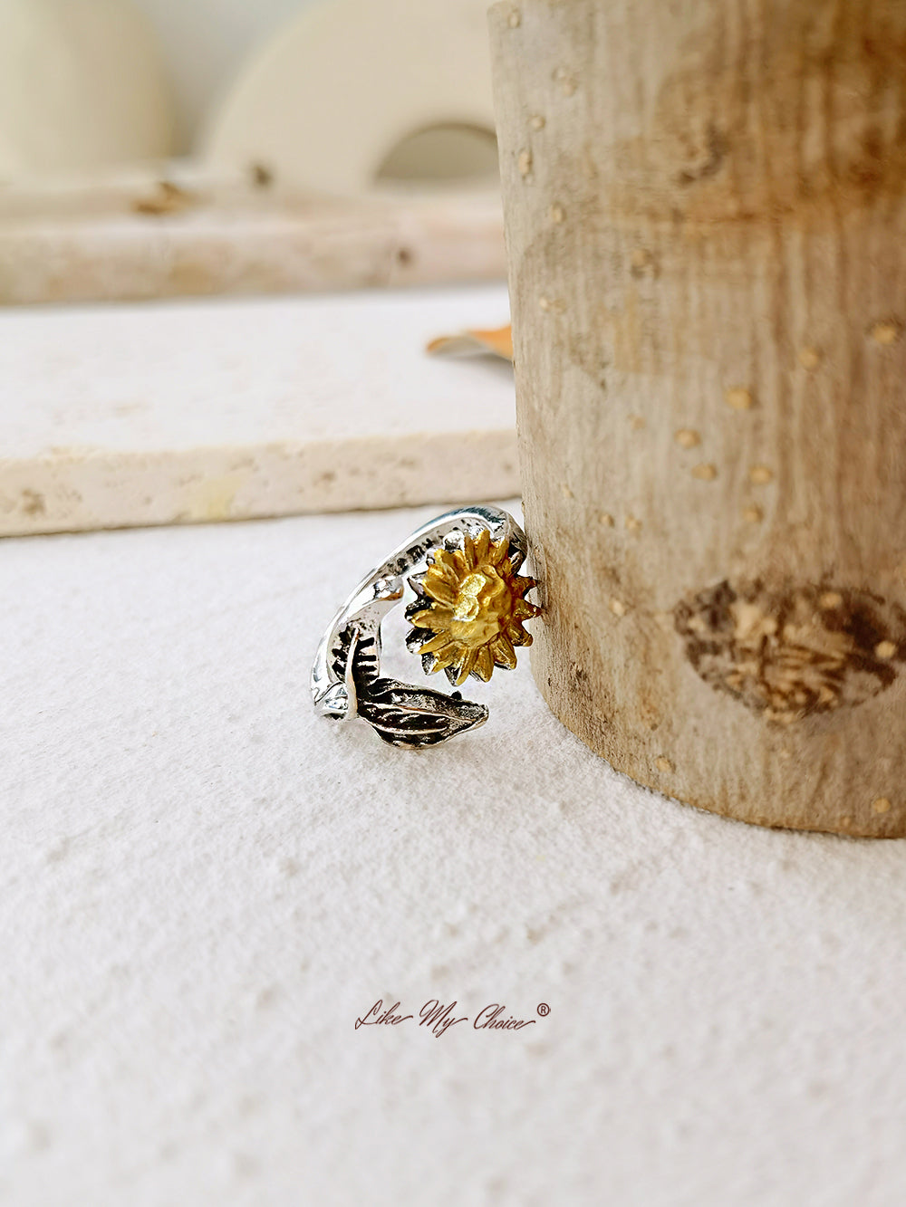 Anillo girasol abre ajustable