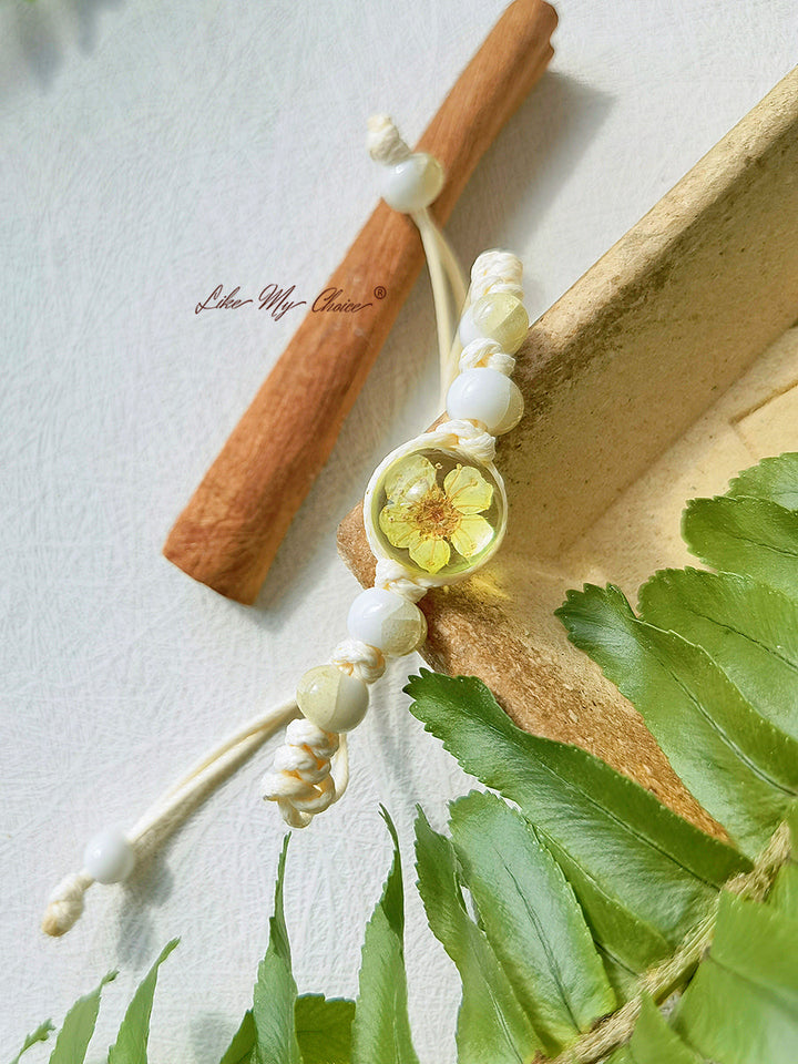 Pulsera trenzada de cerámica con piedra del tiempo flor de cerezo