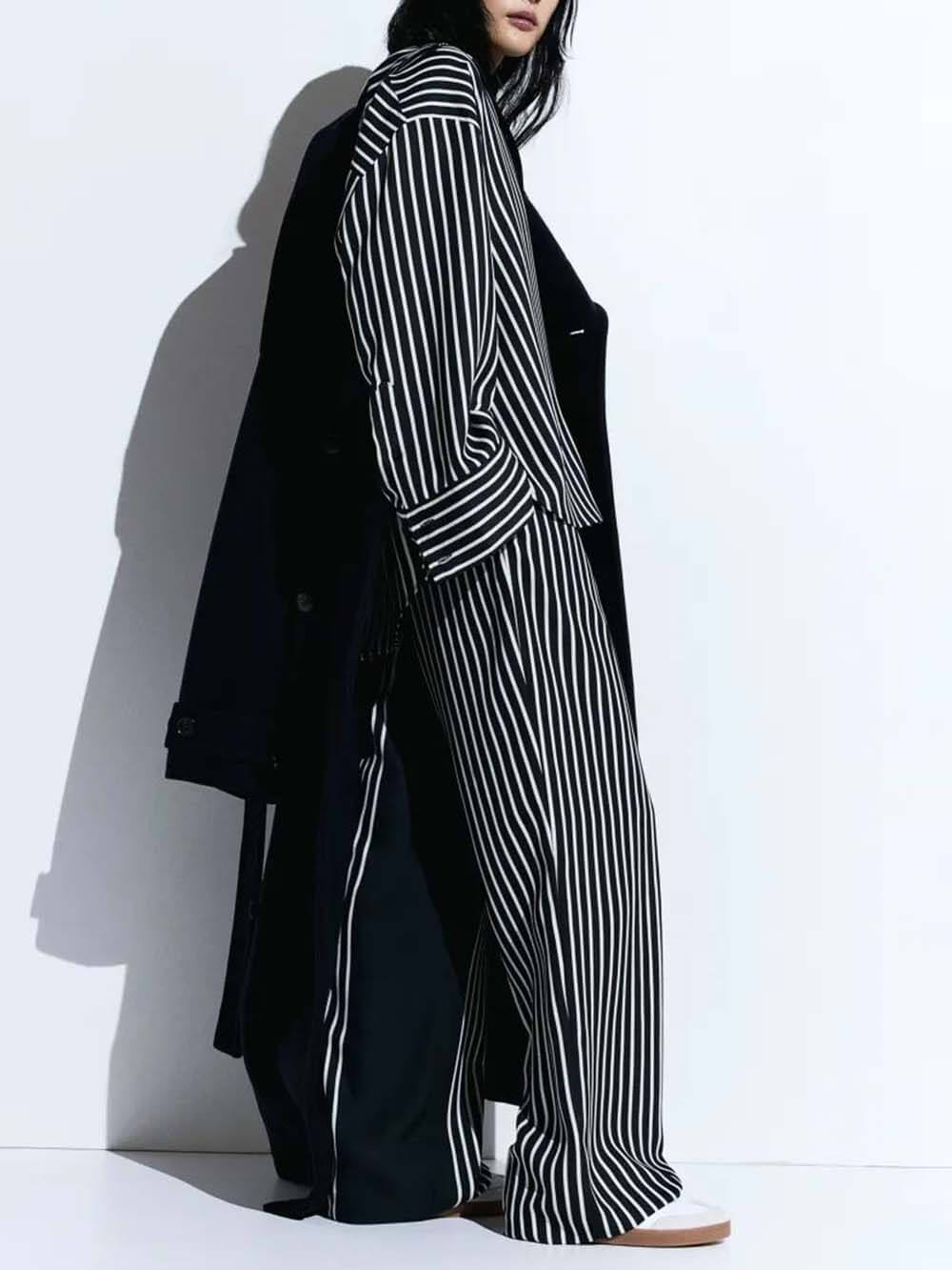 Colorblock Striped Long Sleeve Loose Shirt