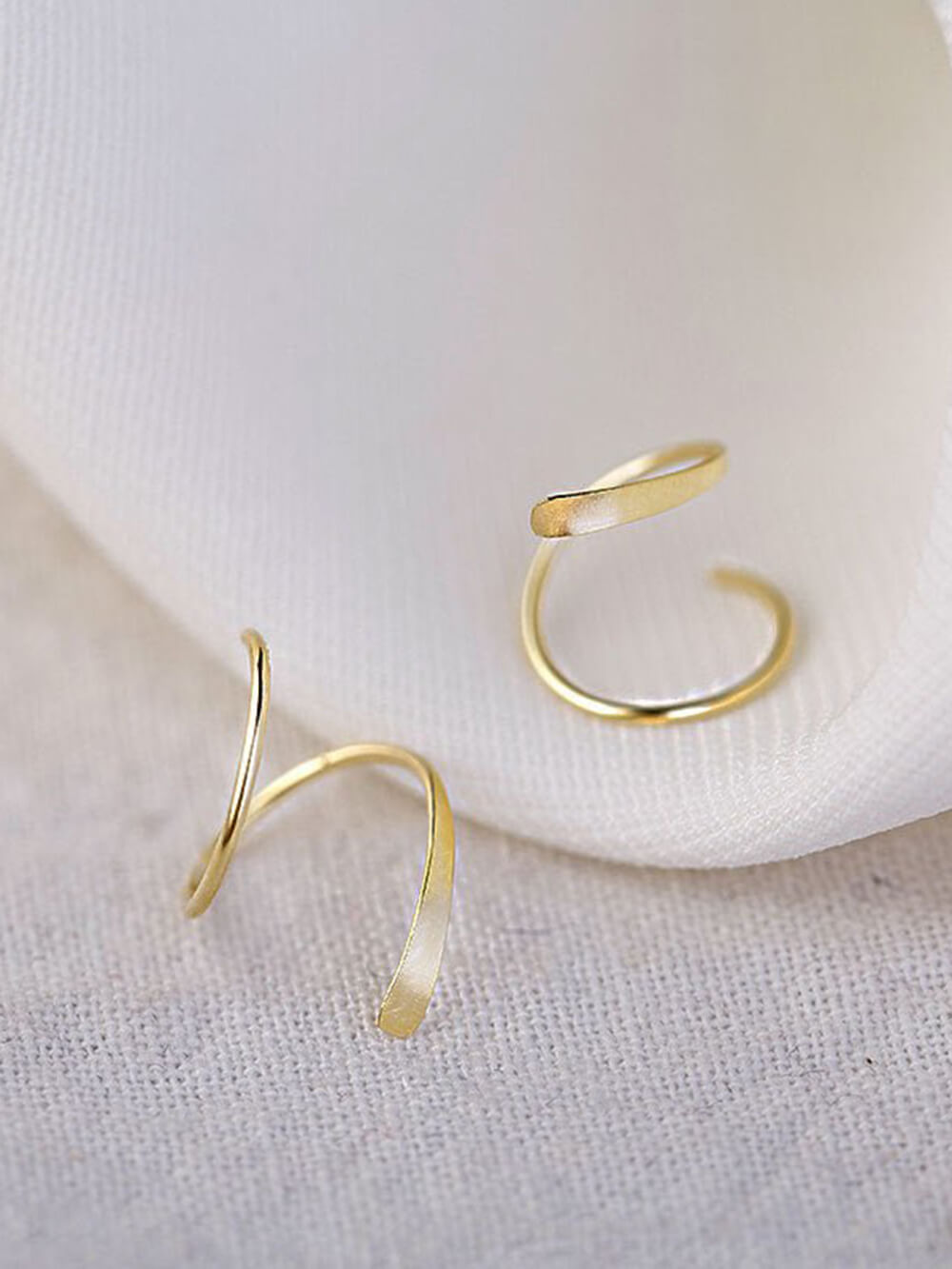 S925 Minimal Spiral Hoop Twist Earrings