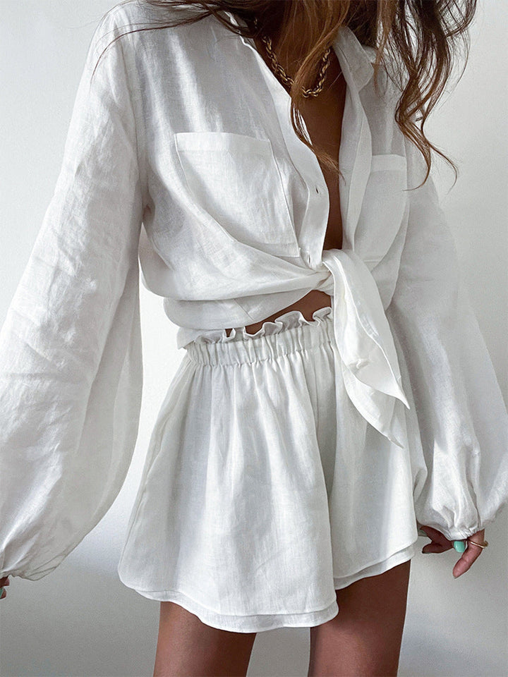 Linen Two Piece Shorts Set