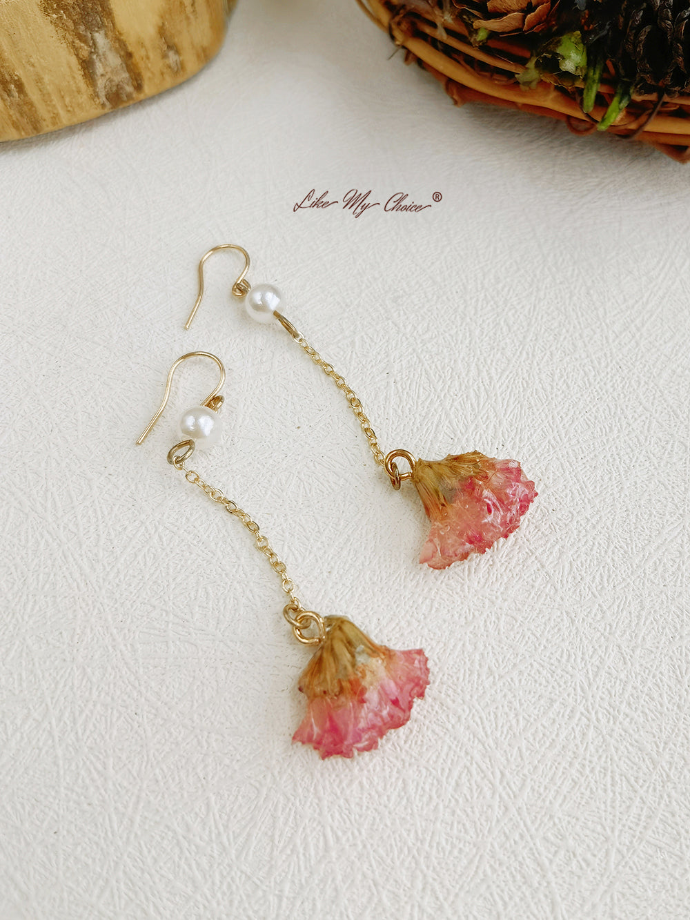 Forget-Me-Not Resina Flores secas Epoxy Pendientes de perlas