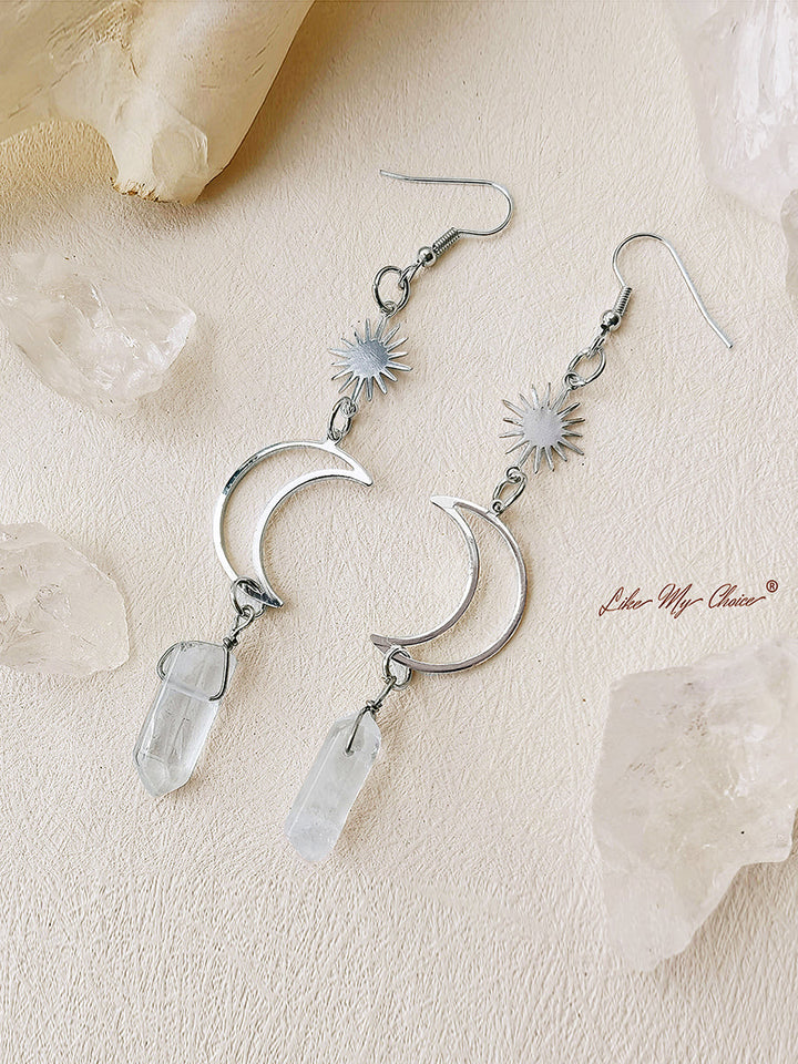 Boho Quartz Moon Earrings