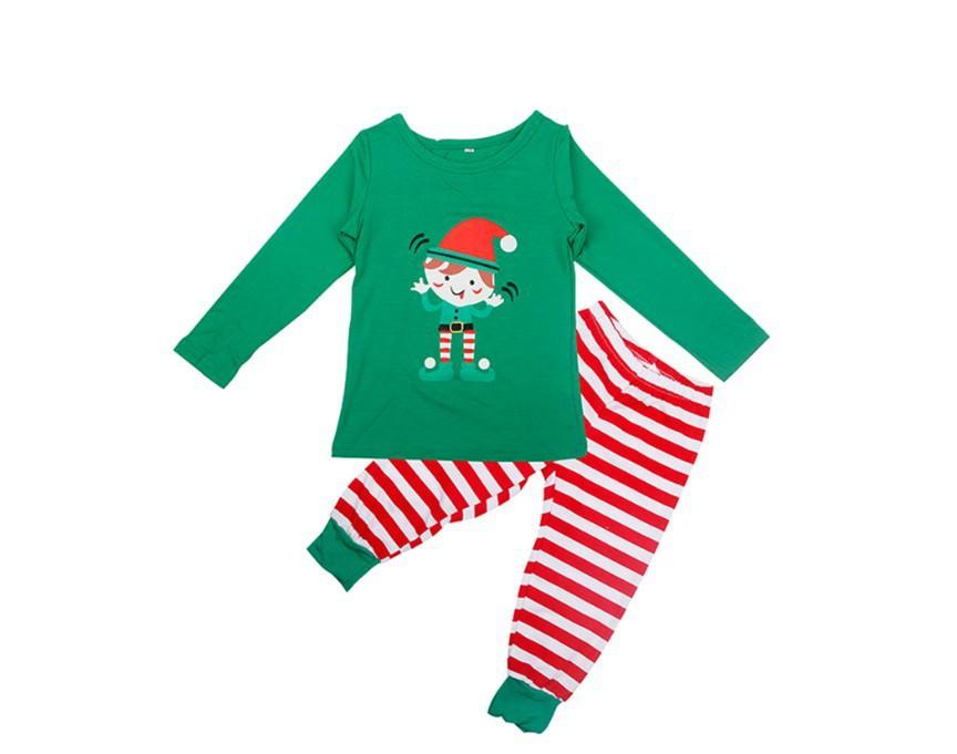 Noel ELF Baskılı Çizgili Aile Eşleştirme Pijama Takımı