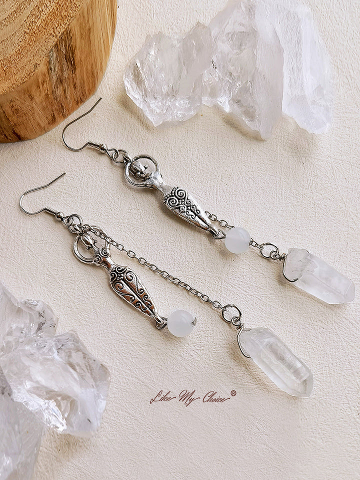 Boucles d'oreilles en quartz énergétique Reiki Déesse