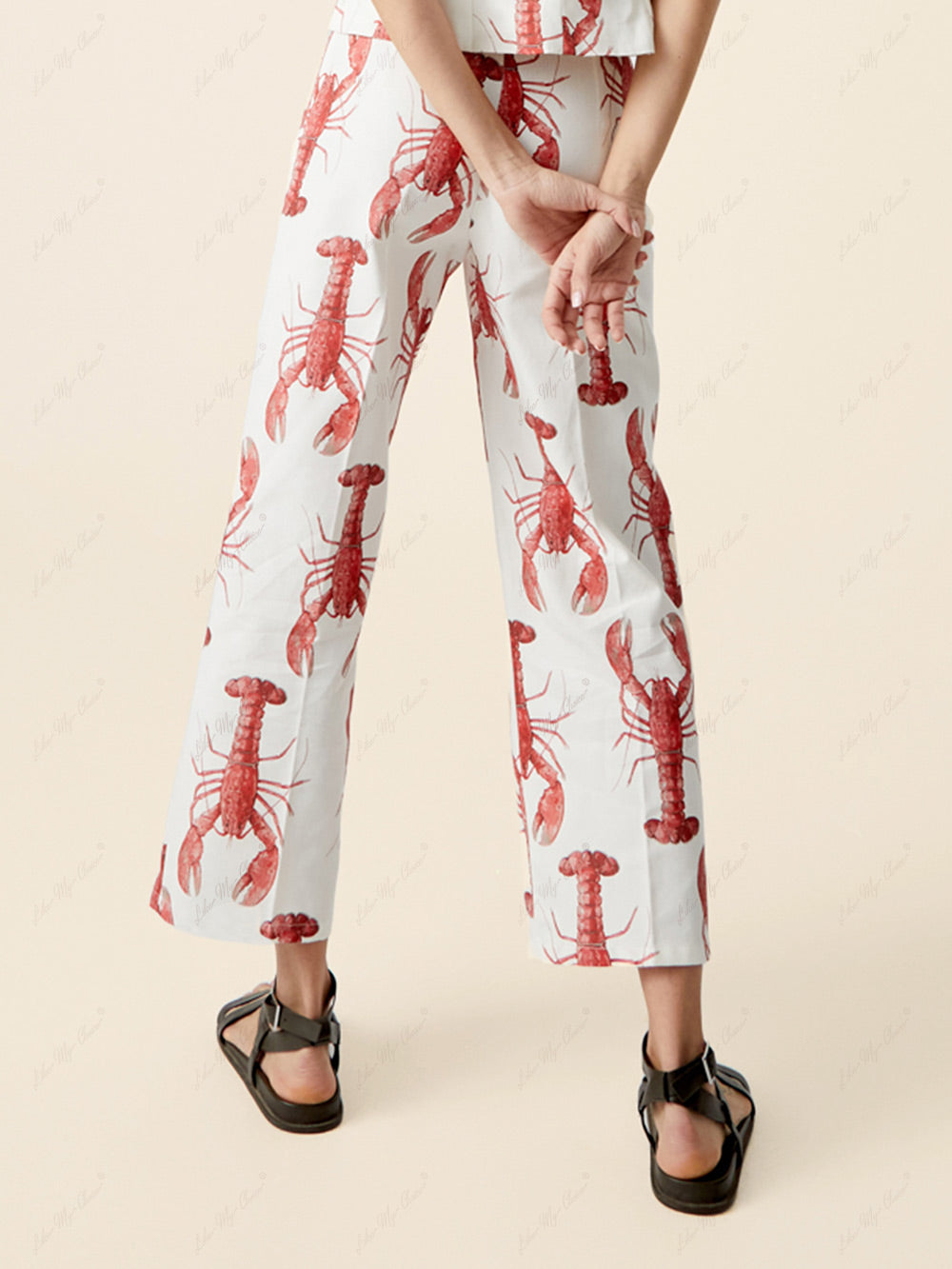 Pantalon droit imprimé homard