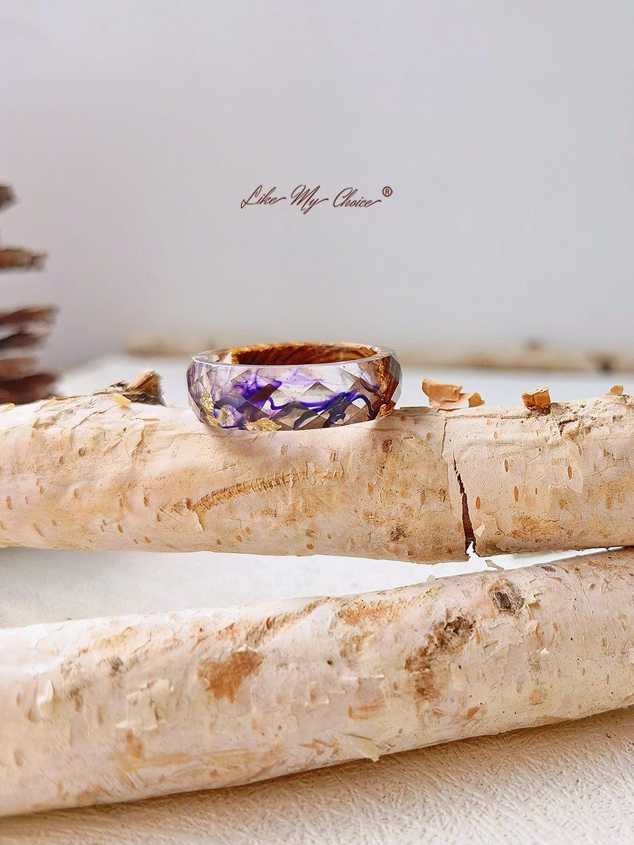 Gypsophila Magic Forest Wood Resin Ring