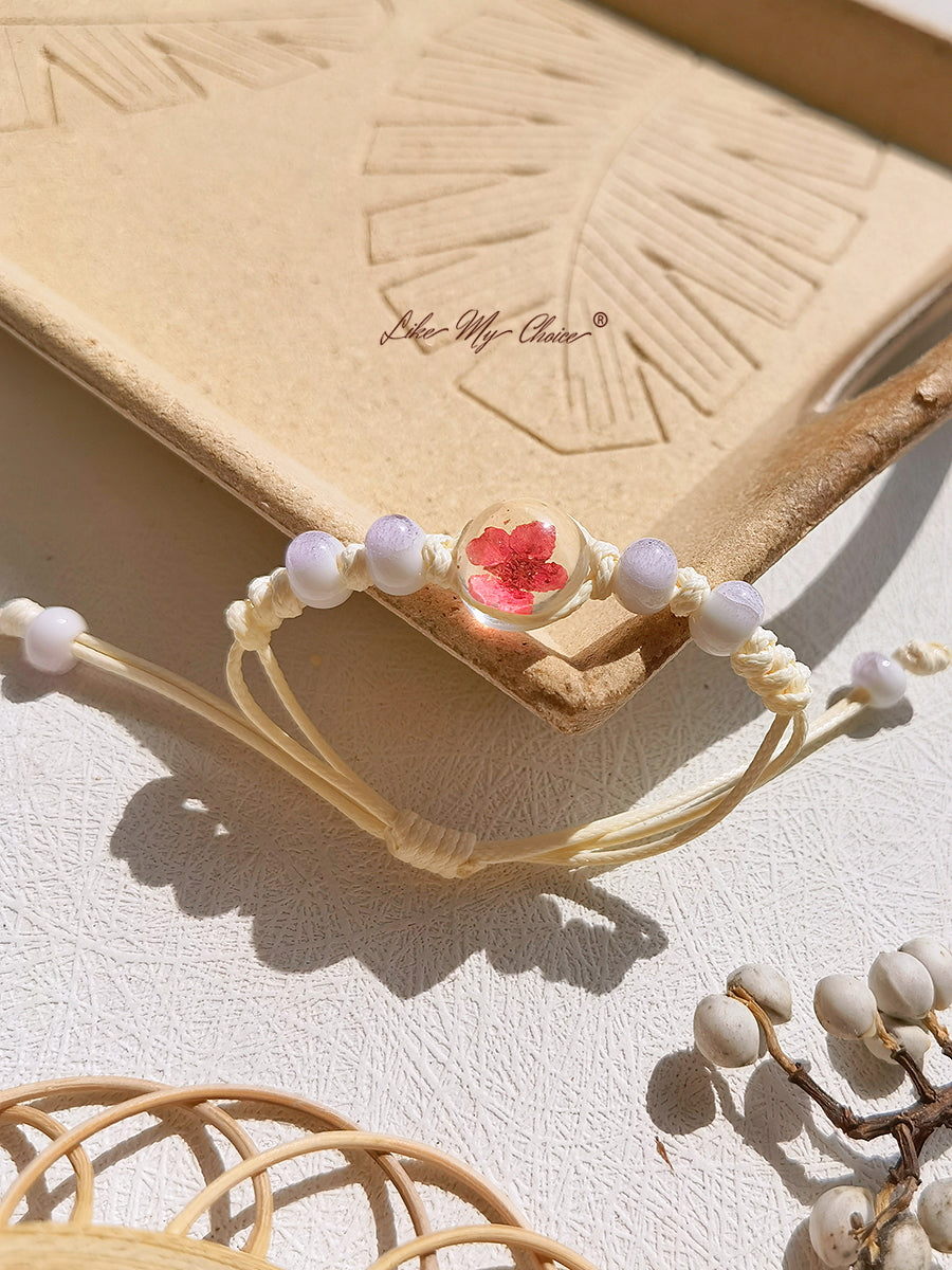 Pulsera trenzada de cerámica con piedra del tiempo flor de cerezo