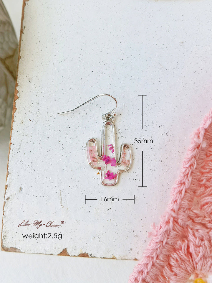 Anting Bunga Kering Kaktus Renda