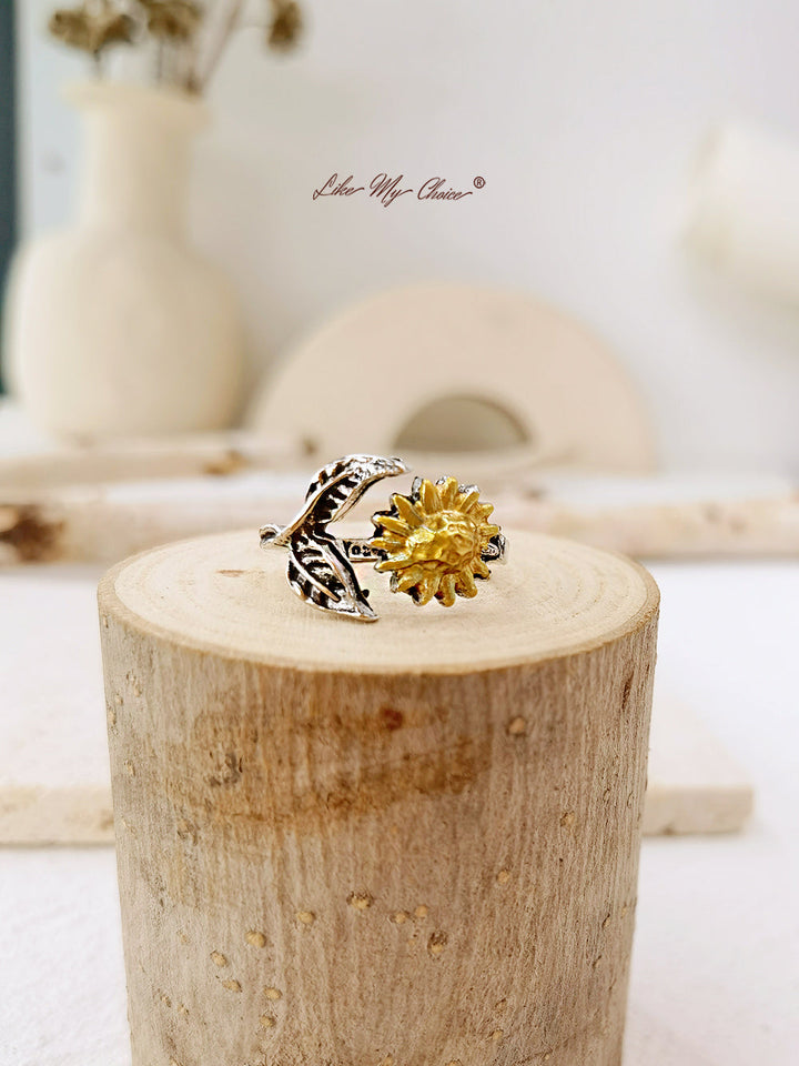 Anillo girasol abre ajustable