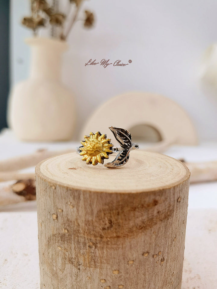 Anillo girasol abre ajustable