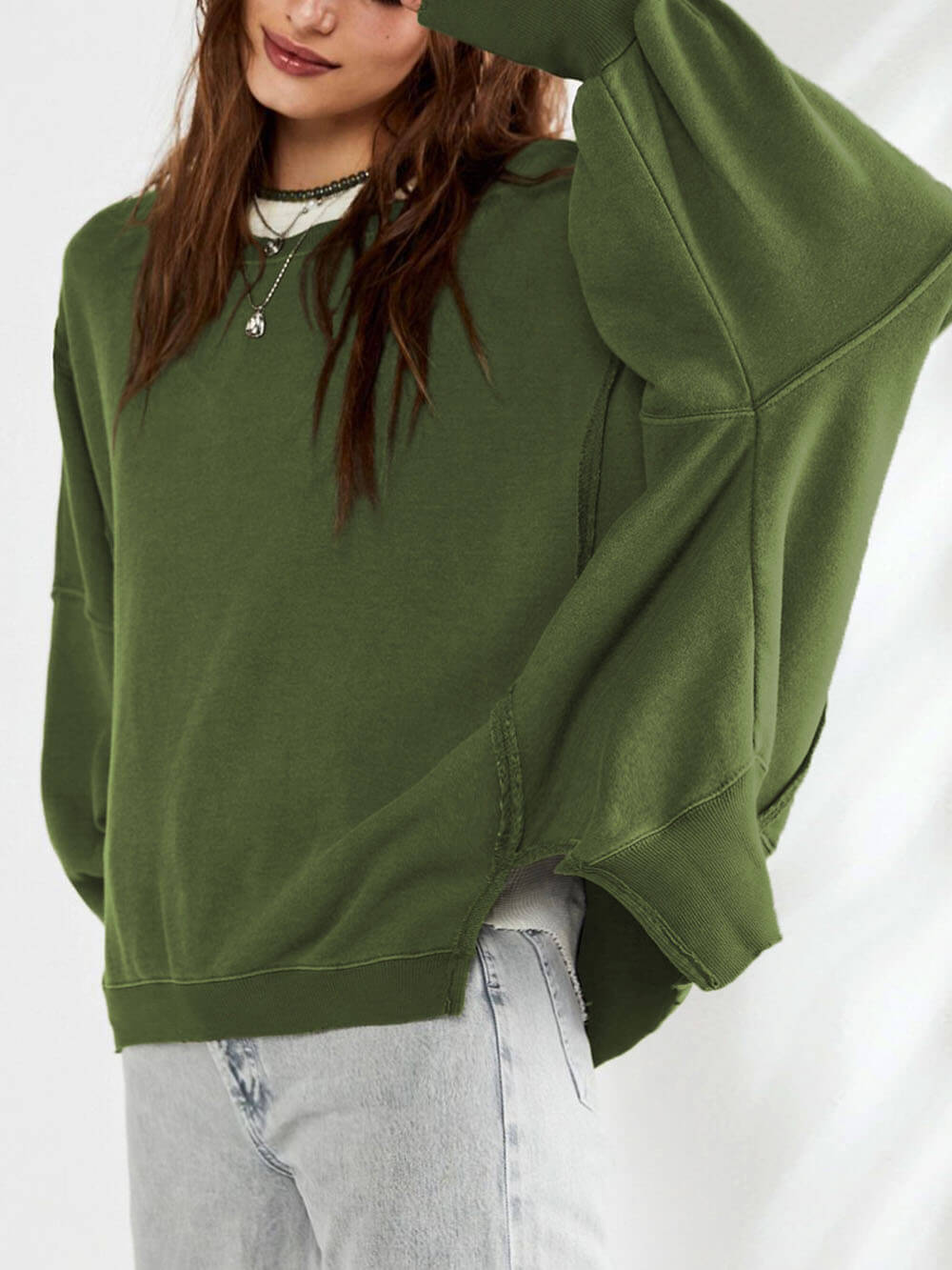 Sweatshirt desportiva com gola redonda