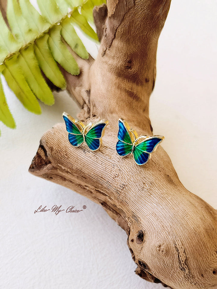 Náušnice Super Fairy Green Butterfly Design Stud