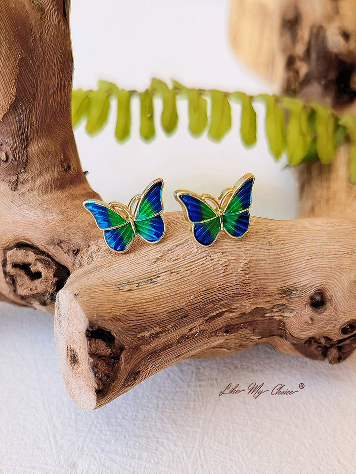 Náušnice Super Fairy Green Butterfly Design Stud