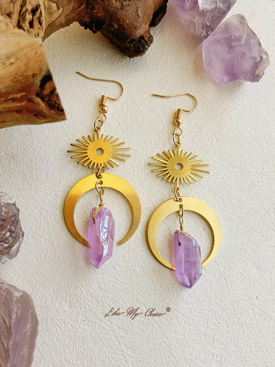 Boucles d'oreilles œil de sorcière en cristal de lune