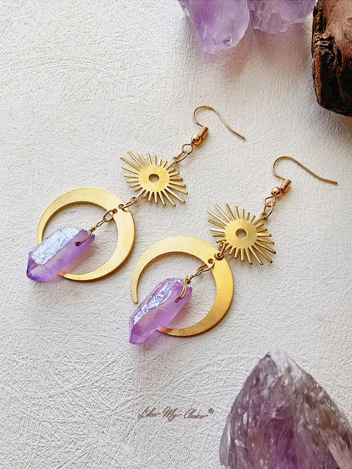 Boucles d'oreilles œil de sorcière en cristal de lune