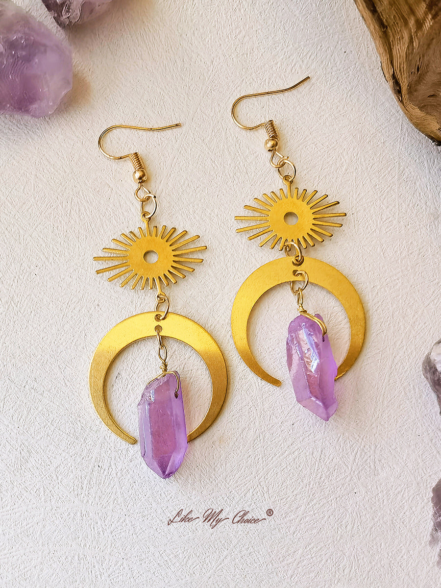 Boucles d'oreilles œil de sorcière en cristal de lune