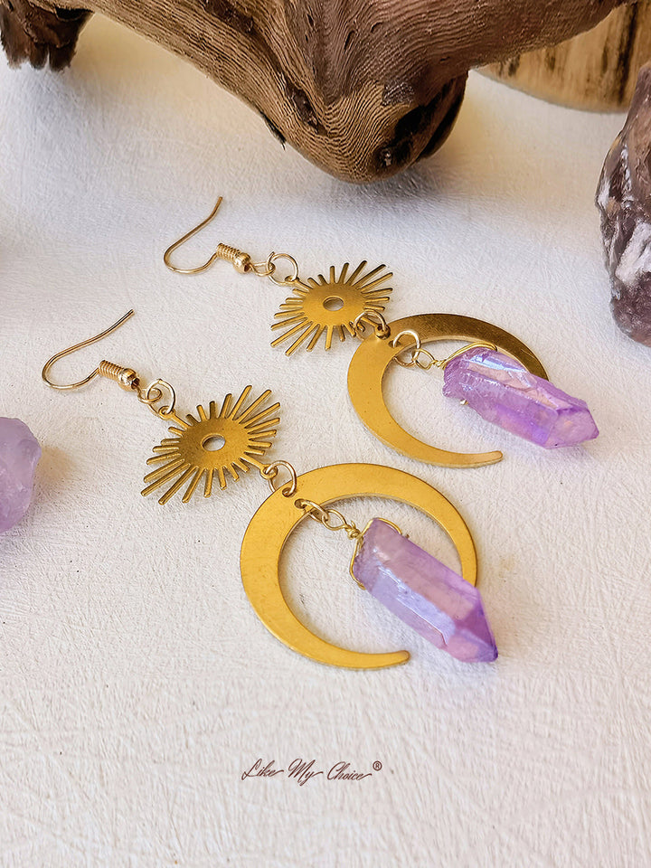 Boucles d'oreilles œil de sorcière en cristal de lune