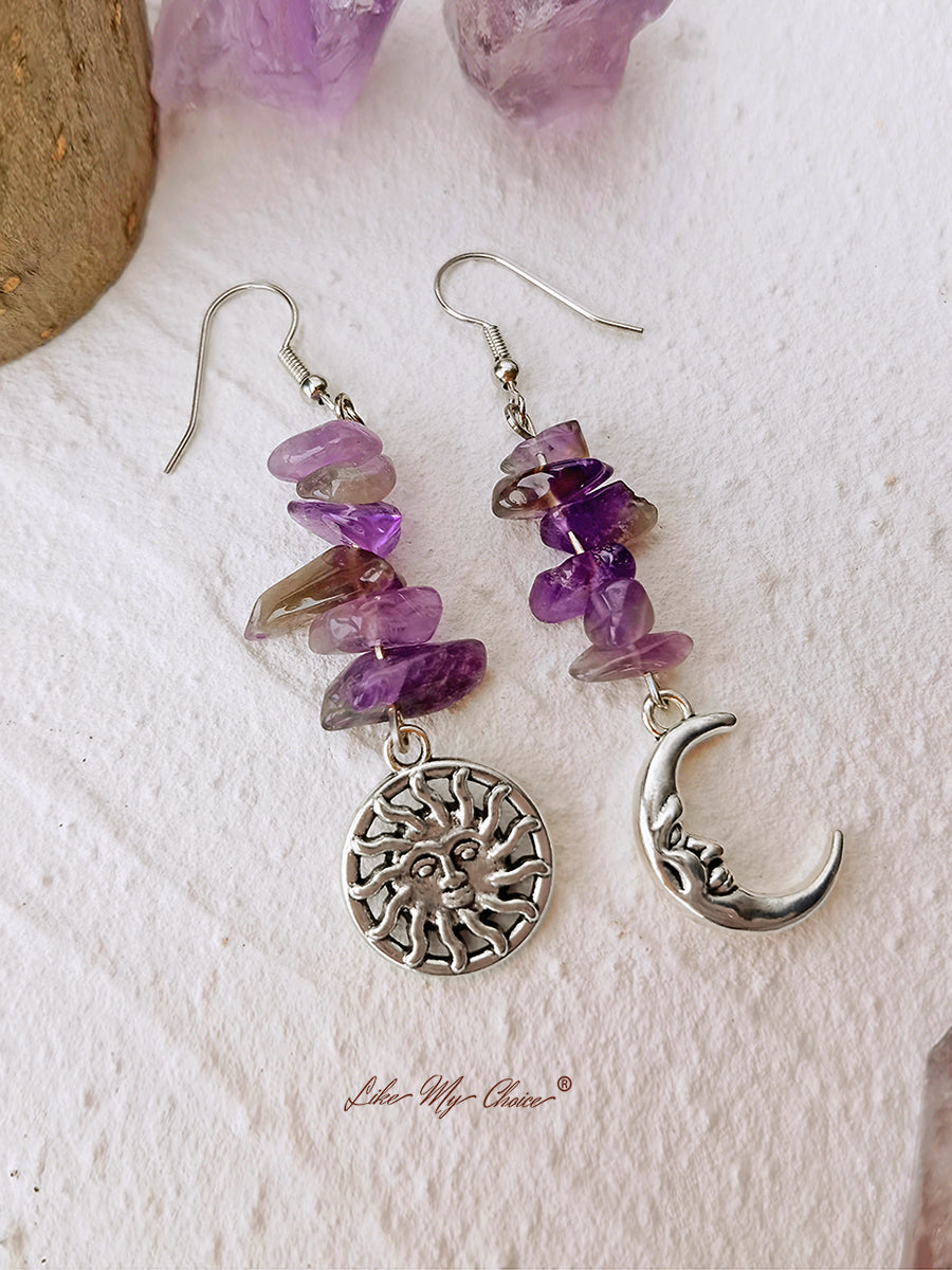 Hippie Amethyst Drop Σκουλαρίκια