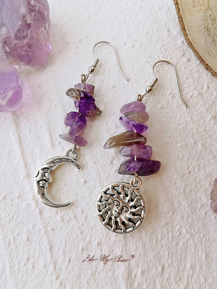 Hippie Amethyst Drop Σκουλαρίκια