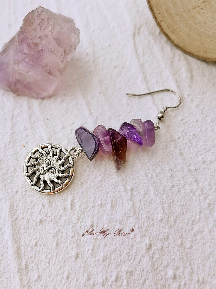 Hippie Amethyst Drop Σκουλαρίκια