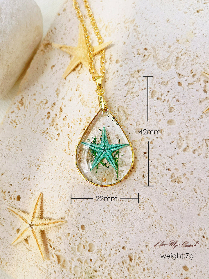 Etoile de mer naturelle DIY Résine Epoxy Collier Or