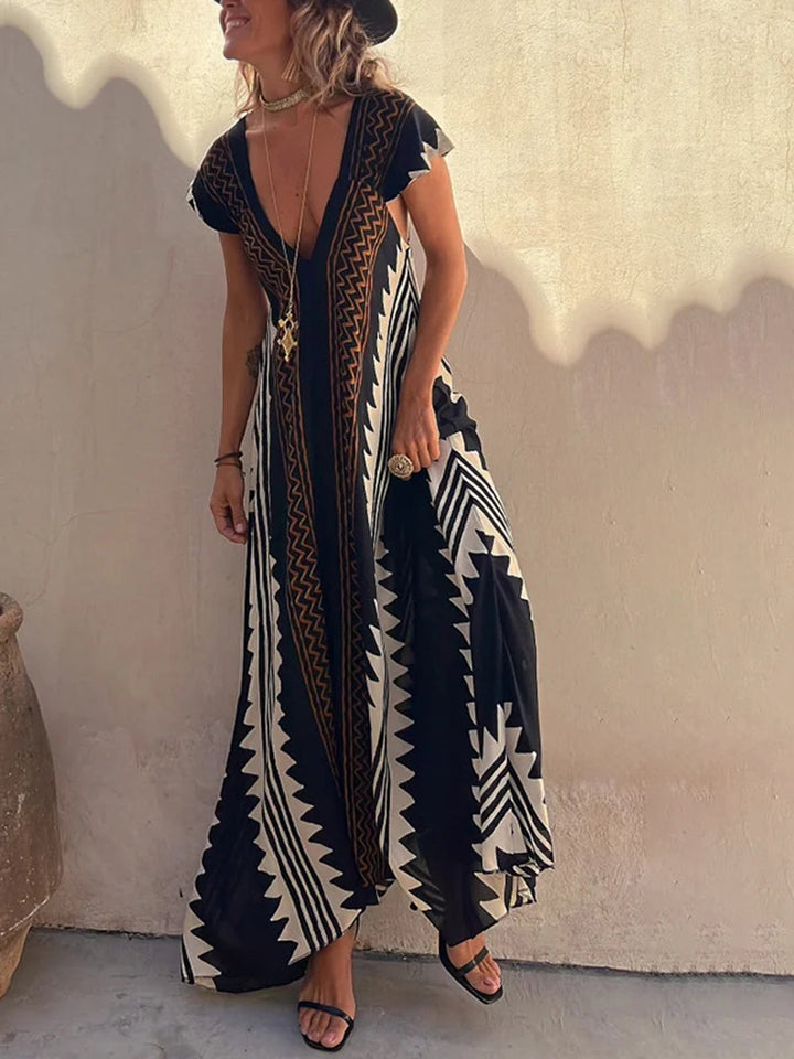 Shannon Bohemian Aztec Print Maxikleid