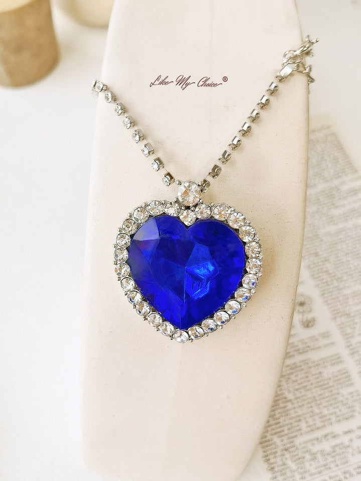 Kalung Liontin Cinta Selamanya Biru / Merah Hati