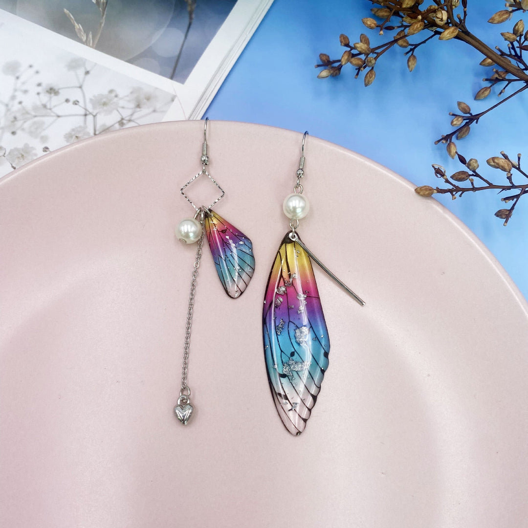 Butterfly Wing Rainbow Gold Foil Cicada Wing Tassel Σκουλαρίκια με φούντα