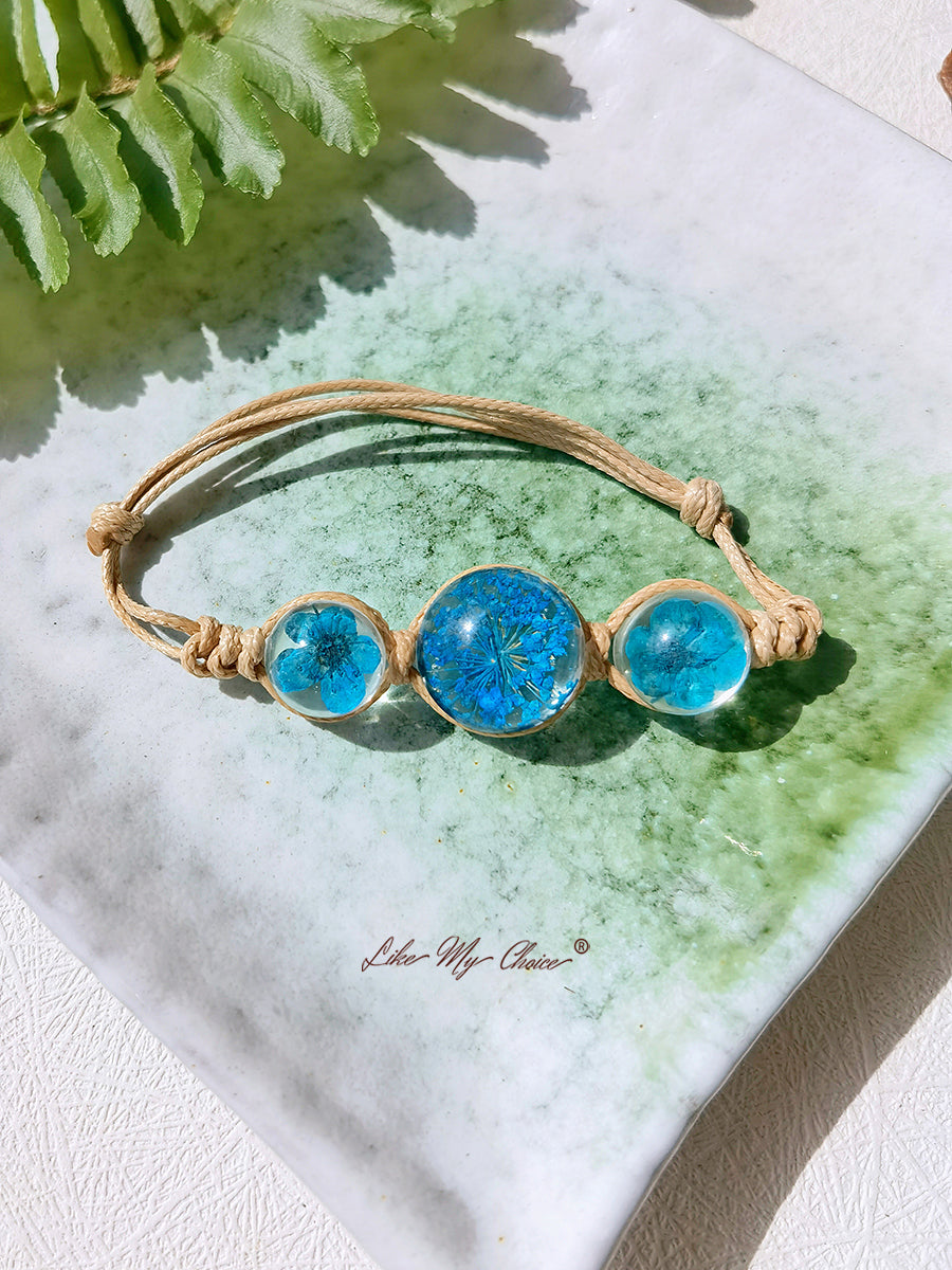 Charms di copertura in vetro della pietra preziosa del fiore di ciliegio Bracciale Bangle regolabile con filo di corda