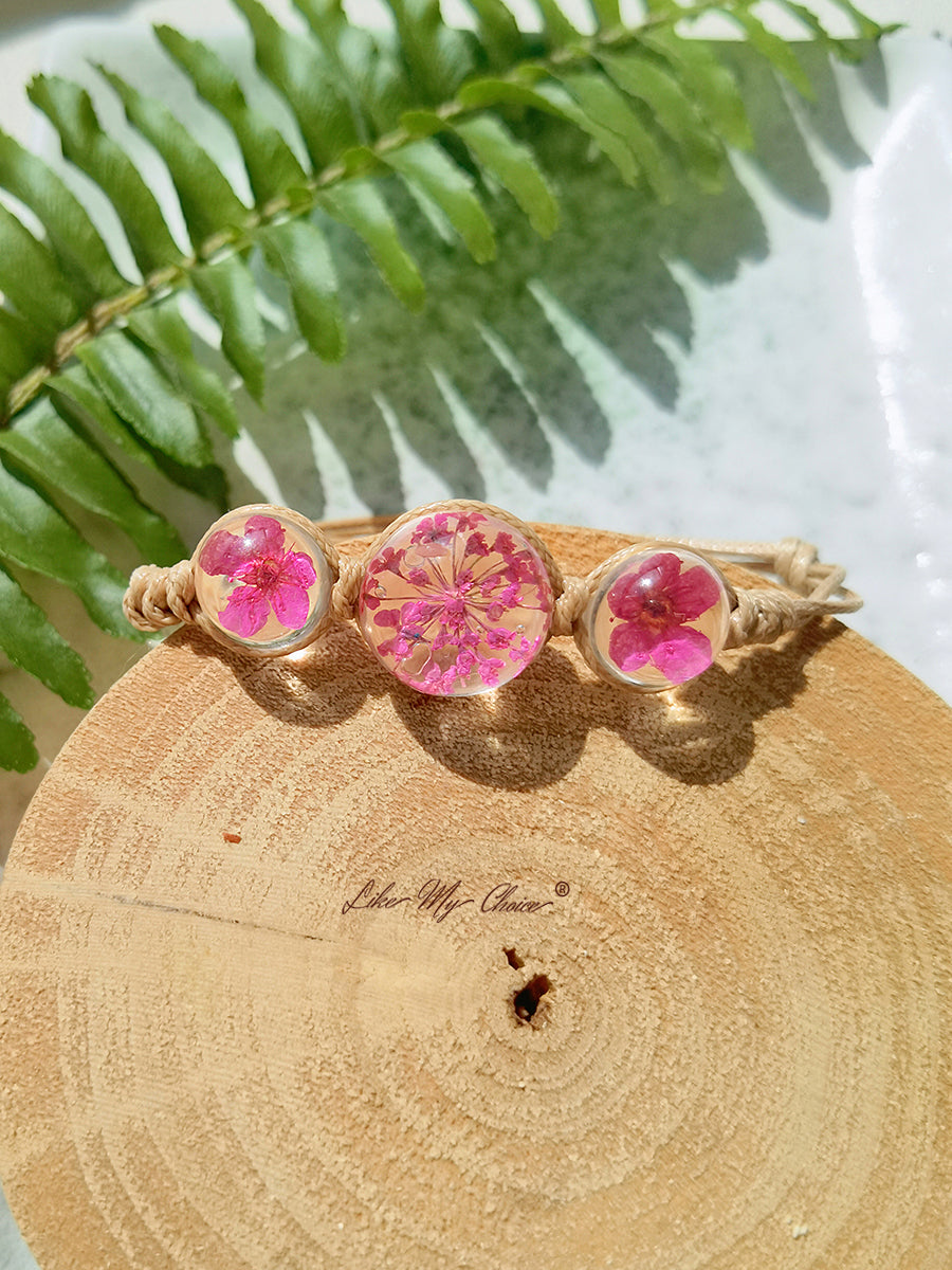 Cherry Blossom Gemstone sticlă capac Charms reglabil frânghie Strand Bangle brățară