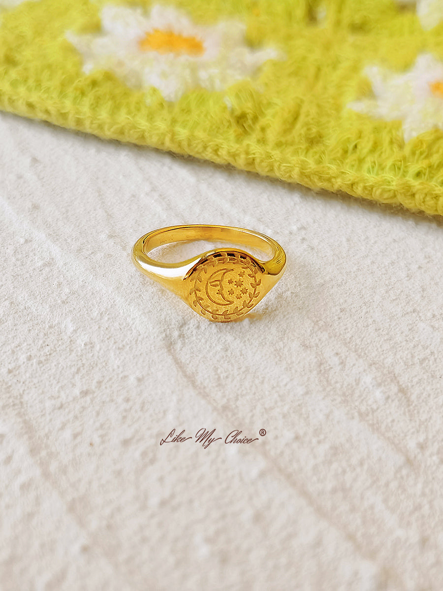 Liefde Door De Maan Signet Boho Ring