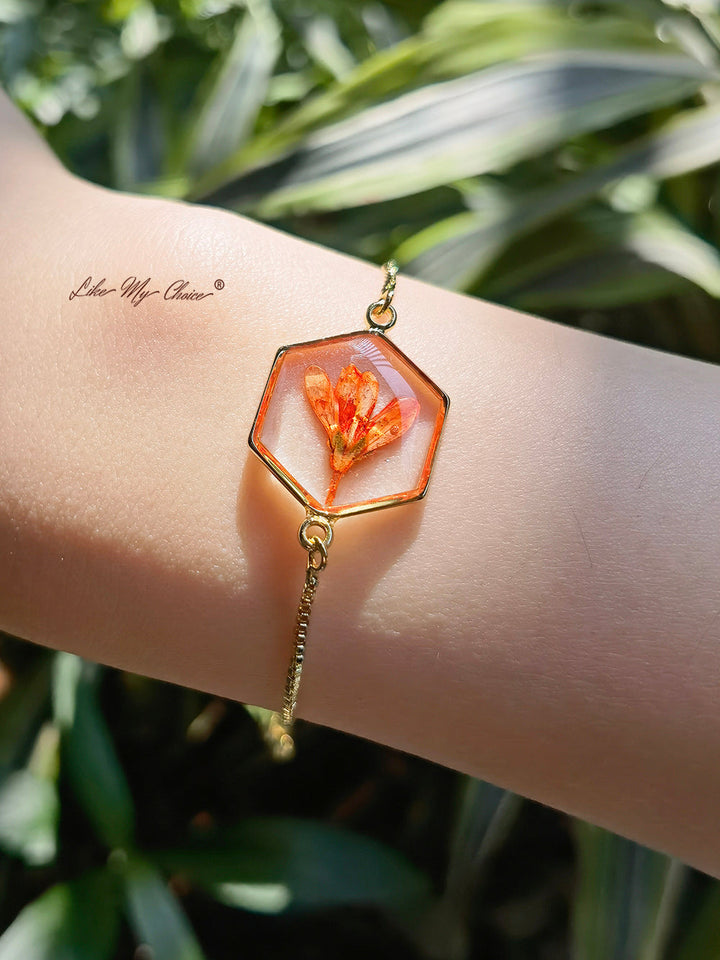 Narciso Bracciale in resina di fiori secchi naturali