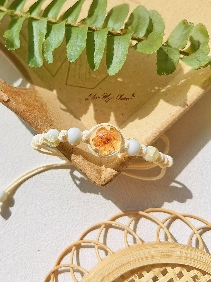 Pulsera trenzada de cerámica con piedra del tiempo flor de cerezo