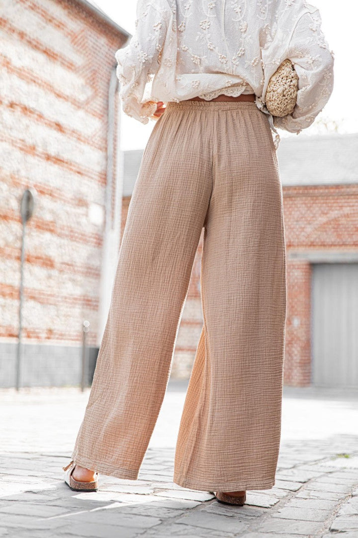 Modern Casual Solid Color Loose Wide-Leg Pants