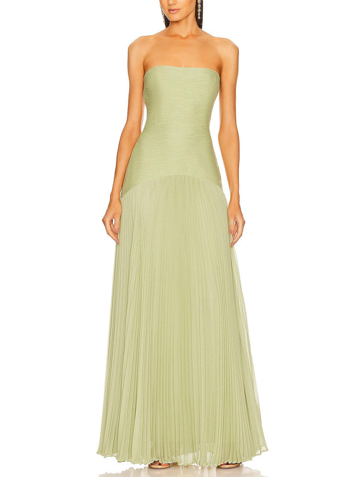 Elegant Wrap-Breasted Pleated Maxi Dress