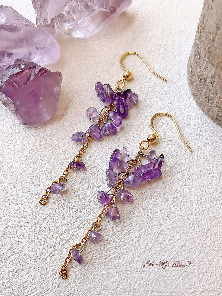 Anting Juntai Kecubung Wisteria Batu Kelahiran Februari