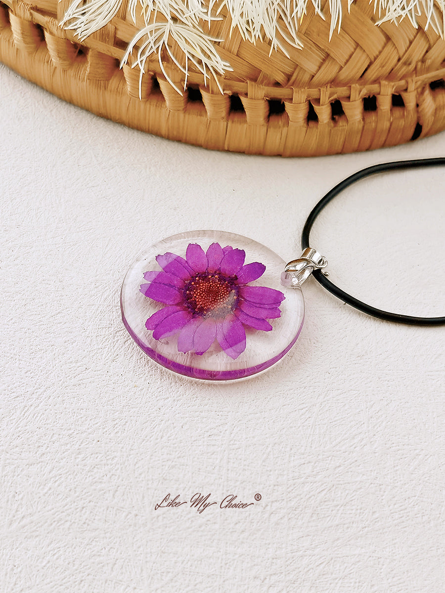 Collier à pendentif fleur hippie