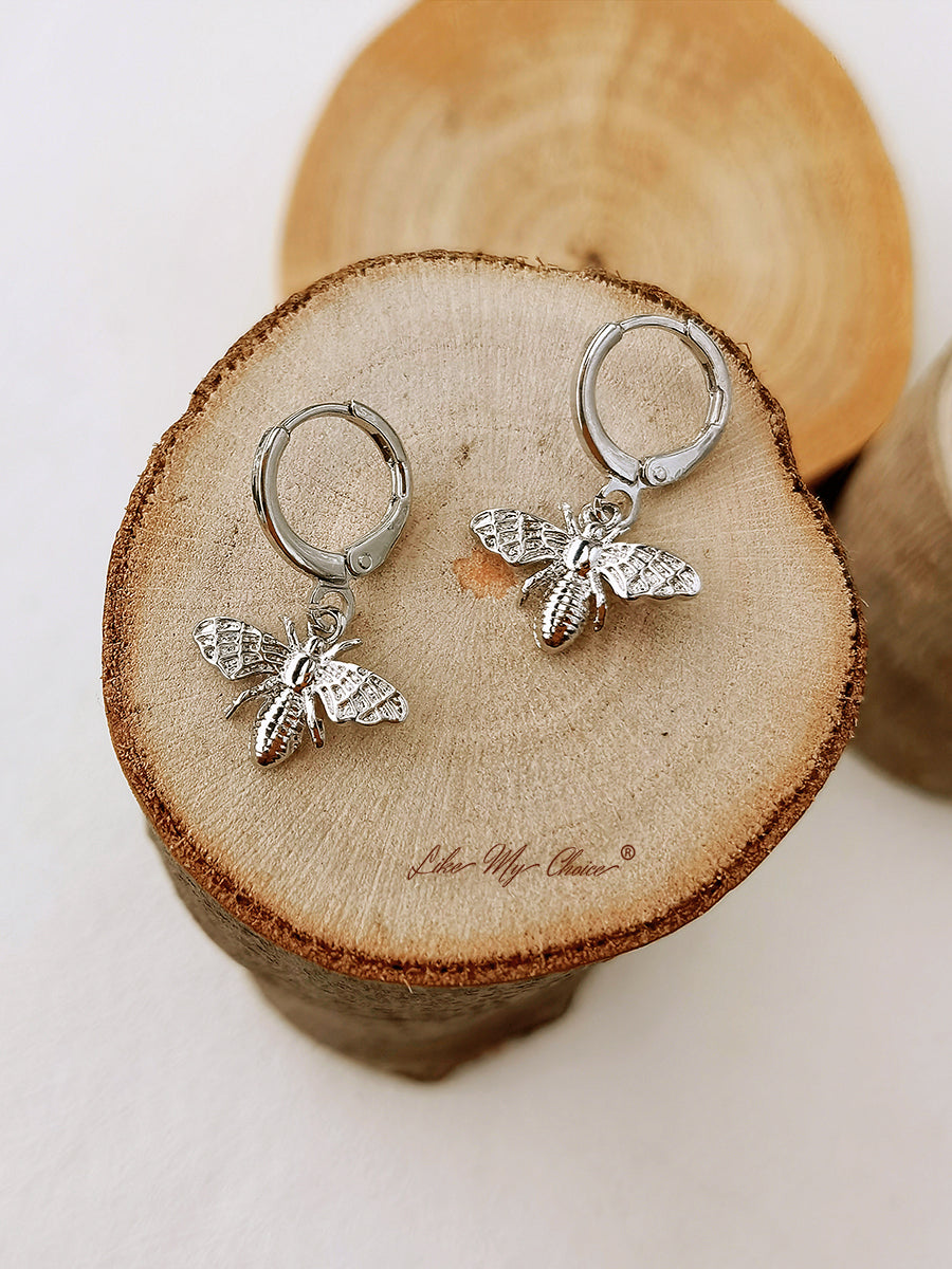 Bee Hoop Earrings