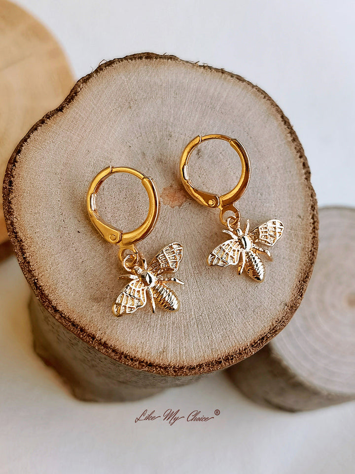 Bee Hoop Earrings