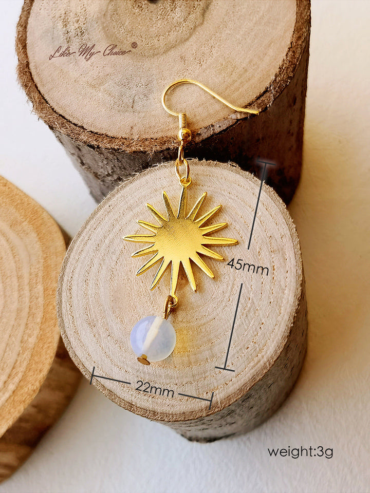 Boho Moonstone Drop Σκουλαρίκια