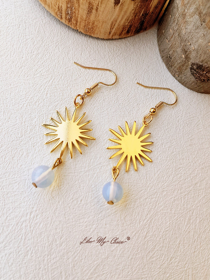 Boho Moonstone Drop Σκουλαρίκια