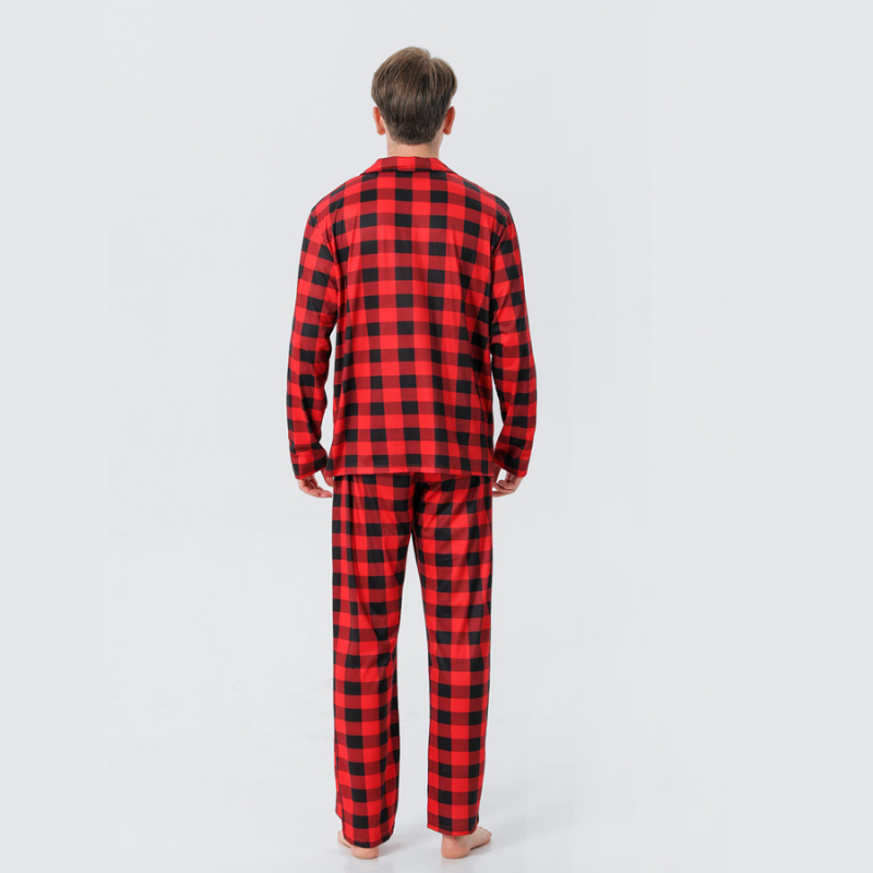 Jul plaid stand-up kravefamilie pyjamas sæt