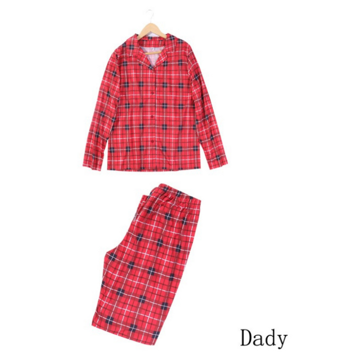 Traje de Navidad con camisa estampada a cuadros rojos para padres e hijos (con ropa para perro mascota)