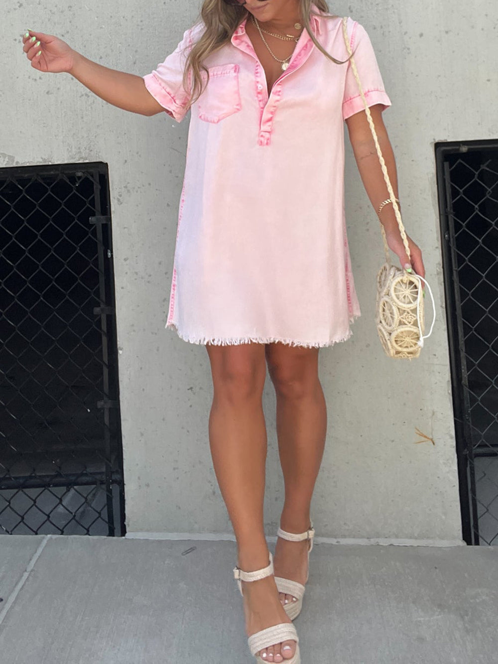 Happy Endings Tencel Shirt Dress Rosa