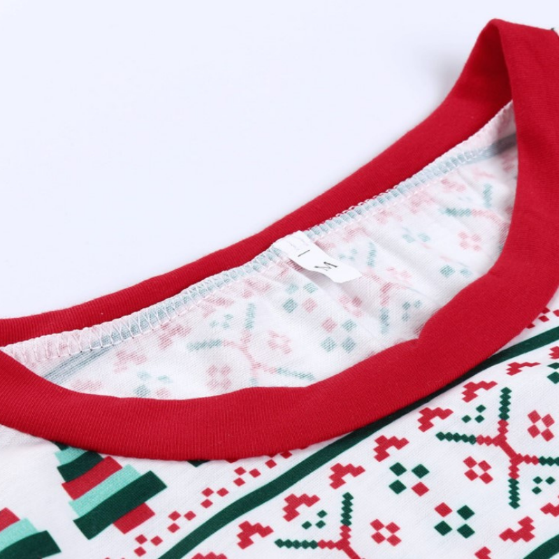 Traje de Navidad con cuello redondo estampado para padres e hijos